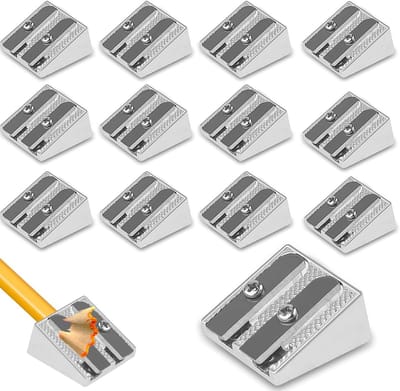 Puntenslijper, handpuntenslijper van metaal, handmatige puntenslijper met dubbele gaten, kleine puntenslijper van aluminiumlegering voor kleurpotloden, schoolkantoor