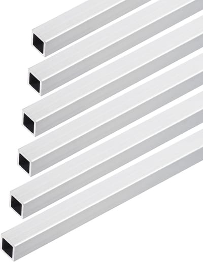 6 stuks (10 mm x 10 mm x 1 mm) 6063 aluminium vierkante buizen 300 mm lengte industriële metalen buis voor machineframe-bouw doe-het-zelf projecten