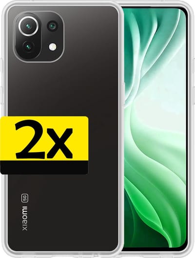 Hoesje - 2 Stuks - Geschikt voor Xiaomi 11 Lite 5G NE - Sterk & Shockproof - Case Siliconen - Back Cover - Telefoon Hoes - Telefoonhoesjes - Transparant