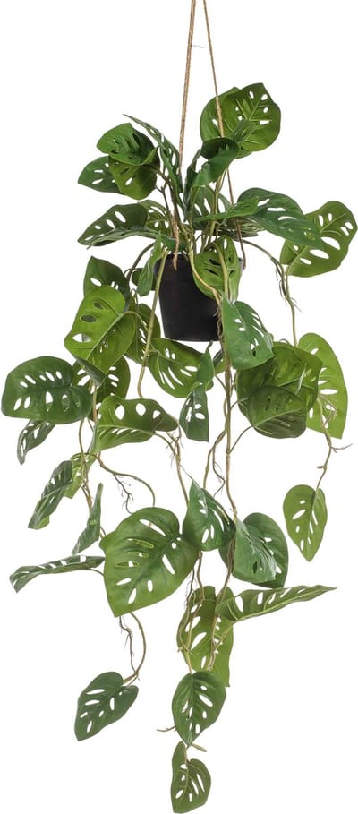 Emerald - Kunst Hangplant in pot Monstera Monkey 80cm - Kunstplant voor binnen