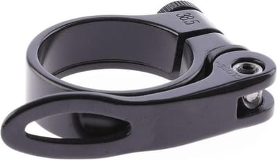 Mirage Zwarte zadelklem met snelspanner - 34.9 mm - Instelbare klemkracht - CNC gefreesd aluminium
