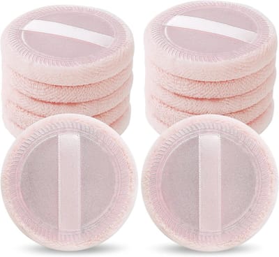 Dailygoods - 12 Stuks Roze Katoenen Poeder Puff voor Make-up en Cosmetica