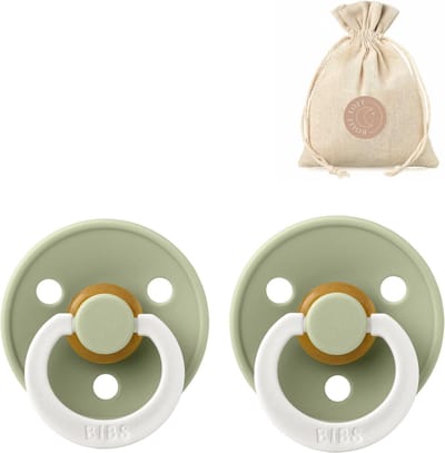 BIBS fopspenen T3 + speenzakje BolleToet - 2 stuks glow in the dark sage- 18+ maanden