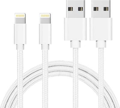 2x Lightning naar USB A Nylon Gevlochten Kabel Goud - 1 meter - Oplaadkabel voor iPhone X / XS / XS MAX / XR / 7 / 7 PLUS / 8 / 8 PLUS / 6 / 6S / 6 PLUS / 6S PLUS / 5 / 5S / SE / AirPods 1 / Airpods 2 / Airpods 3 / Airpods Pro 1