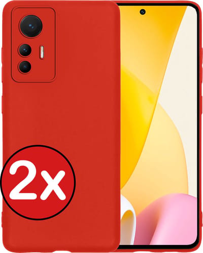 Hoesje - 2 Stuks - Geschikt voor Xiaomi 12 Lite - Sterk & Shockproof - Telefoonhoes - Back Cover - Case Siliconen - Telefoon Hoes - Rood