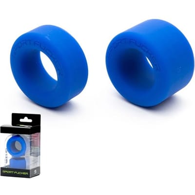 Sport Fucker Nut Job set van 2 rekbare cockringen/ball stretchers - blauw