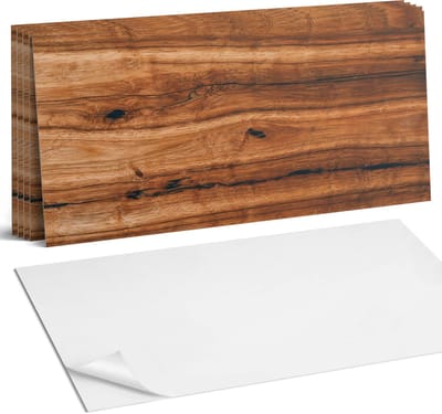 Coloray Plaktegels - Natuurlijk houtpatroon Wandtegel Zelfklevend - 60 cm x 30 cm - Bruin Plaktegels - 6 stuks - Rechthoek PVC Tegels - Plaktegels Keuken - Zelfklevende Vloertegels Badkamer - Vinyl Tegels - Zelfklevende Wandtegels