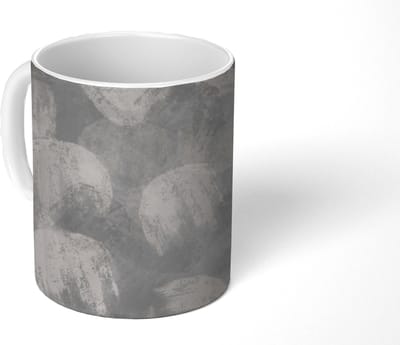 Mok - Koffiemok - Abstract - Verf - Grijs - Schilderij - Mokken - 350 ML - Beker - Koffiemokken - Theemok