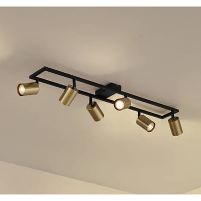 Lindby - buitenspot - 6lichts - ijzer - H: 15 cm - GU10 - messing, zwart