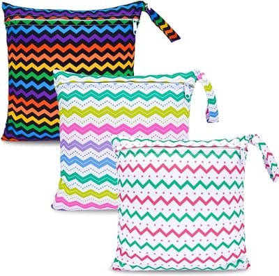 Baby Natte Tas, Droge natte tas, 3× Luiertas voor doek, Luiers Reistasorganizer Waterdichte Herbruikbare Productentassen met Handvat en Ritsvak Natte Paktas, Trip Beach Daycare Gym (Kleur)