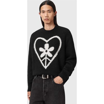 AllSaints Finden Crew Black Taglia: XS | Maglioni a maglia Outlet | Uomo | Nero