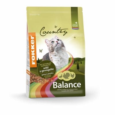 3x Fokker Country Balance Wild en Gevogelte Kattenvoer 2,5 kg