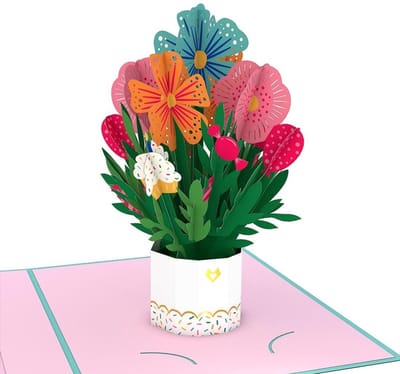 Verjaardagskaart met boeket - Pop-up kaart Wenskaart - Verjaardag vieren - 3D pop-up ontwerp - Niet gespecificeerd - Niet gespecificeerd