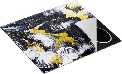 Chefcare Inductie Beschermer Abstracte Kunst met Zwart, Wit en Goud - 60x50 cm - Afdekplaat Inductie - Kookplaat Beschermer - Inductie Mat