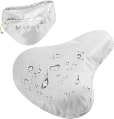 Dailygoods - Zadelbescherming, waterdicht, elastisch, waterdicht fietszadeldeken, fietszadelhoes, regenbescherming, scheurvast, voor de meeste fietsen, crèmewit