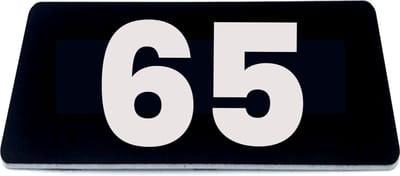 Nummerplaatje 65 - 80 x 50 x 1,6 mm - Zwart/wit - incl. 3M-tape | Nummerbordje - Deur en kamernummer - brievenbusnummers - Gratis verzending - 5 jaar garantie