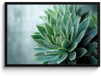 Poster in lijst - Fotolijst 90x60 cm - Posters - Vetplant - Bladeren - Groen - Wazig - Posterlijst zwart - Decoratie - Wanddecoratie woonkamer - Muurdecoratie slaapkamer