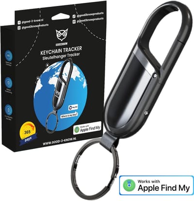 Good2know Sleutelhanger Tracker Zwart - Find My Keyfinder - GPS Tracker - Sleutelvinder met geluid – GPS Sleutelhanger Tracker – Waterdicht – Geschikt voor Apple Zoek Mijn applicatie