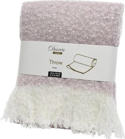 Decoris - Plaid - deken - geborsteld - blush pink - met franjes - 170 x 130 cm