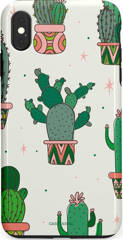 Casetastic Hoesje Geschikt voor Apple iPhone Xs Max - Stijlvolle Beschermende Duo-layer Case - Zonnige Cactus