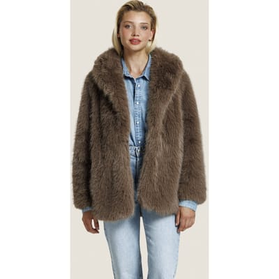 ALTER EGO Harper Fur Jacket Dark Taupe Größe: S | Kunstfell-Jacken Outlet | Damen | Schwarz