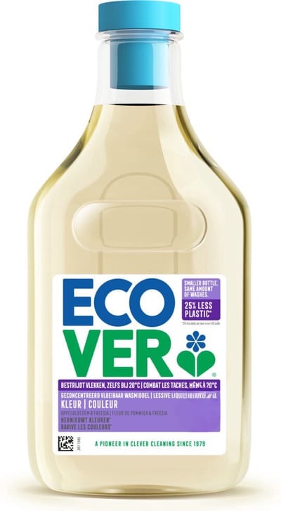 6x Ecover Geconcentreerd Vloeibaar Wasmiddel Color Appelbloesem & Freesia 20 Wasbeurten 1 liter