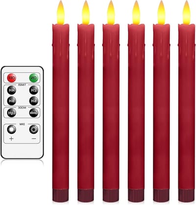 Led kaarsen - Vlamloze kaarsen - Sfeer creëren - Echte wax look - 6 stuks - Rood