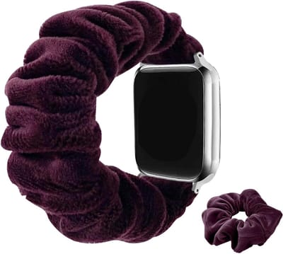 Pluche Vervangingsarmband voor Smartwatch, Geschikt voor Diverse Apple Watch Series - Rood, Comfortabele Scrunchie en Armbanden voor 42mm/44mm/45mm/49mm