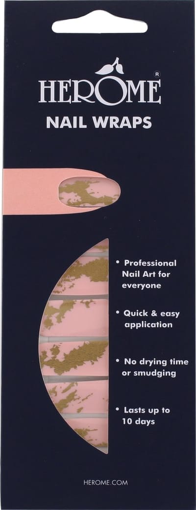Herome Nail Wraps Pink & Gold Marble - Nagelstickers - Nail Art - Zonder Droogtijd - 2x10 stickers