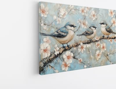 Saammp Canvas Schilderij - 3 vogels - Abstract - Dieren - Natuur - 30x20 - Foto op canvas - Wanddecoratie - muurdecoratie Woonkamer - Slaapkamer decoratie - Canvas Print