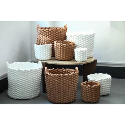PTMD - Mand Olliver - Bruin - 24x24x28cm - Set van 3