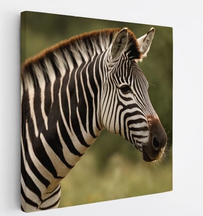 Saammp Canvas Schilderij - Zebra in de Natuur - Dieren - 20x20 - Foto op canvas - Wanddecoratie - Muurdecoratie Woonkamer - Slaapkamer decoratie - Canvas Print