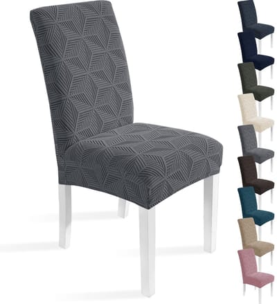 Stretch Stoelhoezen 2 Stuks, Verwijderbare Eetstoelhoezen, Universele Elastische Stoelhoes Wasbare, Eetkamerstoelhoezen, Moderne Stoelbeschermer voor Eetkamer Hotel Banket, Lichtgrijs