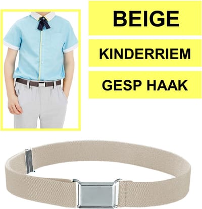 Fako Fashion - Kinderriem Elastisch Gesp - Elastische Riem Voor Kinderen - Rekbare Riem - Broekriem - Stretch Riem - Beige