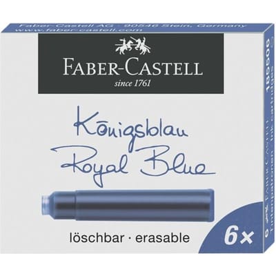 Faber-Castell inktpatronen vulpen - blauw - 6 stuks - uitwisbaar - FC-185506