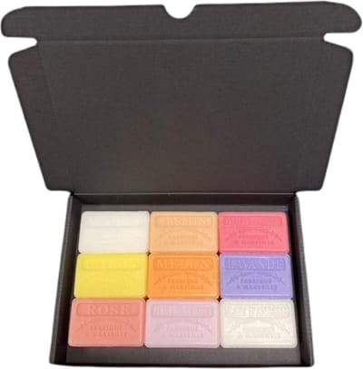 Soap bar set mini savon de marseille Muguet, Jasmijn, Passievrucht, Citroen, Meloen, Lavendel, Rose, Kersenbloesem, ezels melk - cadeauset - cadeau - zeep kado