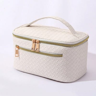 Sac à main cosmétique tissé, sac de rangement portable de grande capacité de haute qualité, trousse de toilette de voyage étanche multifonctionnelle