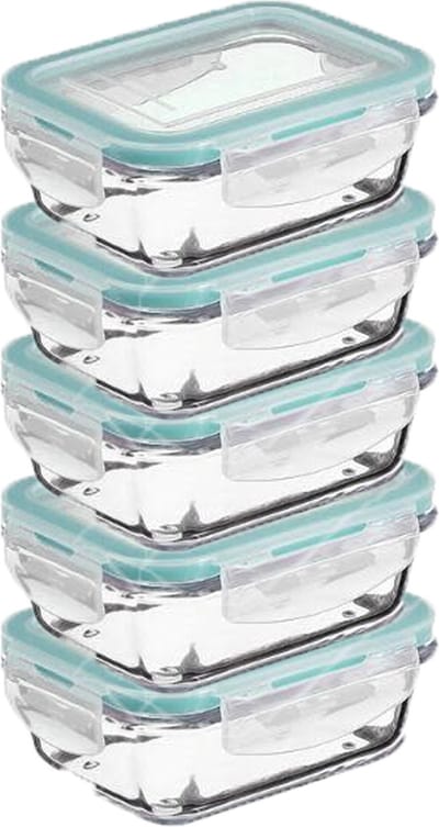 Wooners® Vershoudbakjes - Meal Prep Bakjes - 0.8 l - Lunchbox - Vershouddoos Met Deksel - Magnetron bakjes - 5 stuks