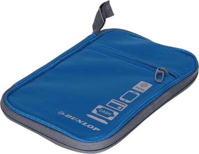 Dunlop Reisportemonnee - blauw - 13 x 20.5 cm - bevestigingslus - diverse vakken - polyester - documenten tasje