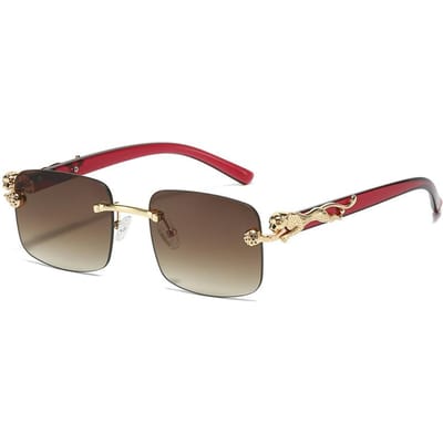 Lunettes de Soleil de Luxe Designer Hommes Femmes Monture Imprimé Léopard Sans Monture Vintage Élégantes Tendances Mignonnes Lunettes de Mode
