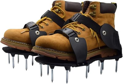 Beluchtingsschoenen voor gazon - met spikes voor gazonbeluchting in tuin en erf - zwart