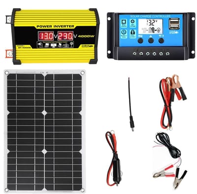 Zonnepaneel Systeem - Energie Converter - Off-Grid Stroom - Met USB Poorten - 300W - Geel