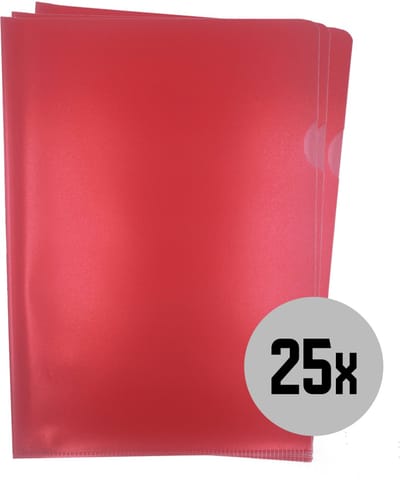 DULA - L-mappen - Insteekmappen - A4 - Rood - Nerf - 25 stuks - L-Map