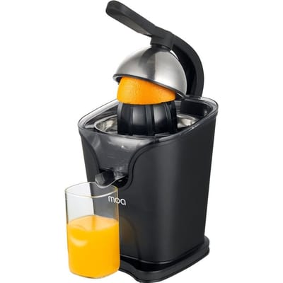 MOA Citruspers Elektrisch - Sinaasappelpers - Citroenpers met 2 Perskegels - BPA-Vrij - Handmatig - RVS - Zwart