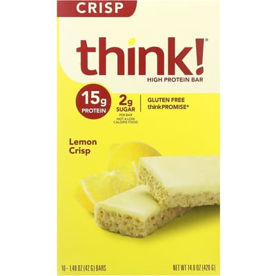 Pense!, Barre riche en protéines, Croustillant citron, 10 barres, 1,48 oz (42 grammes) chaque