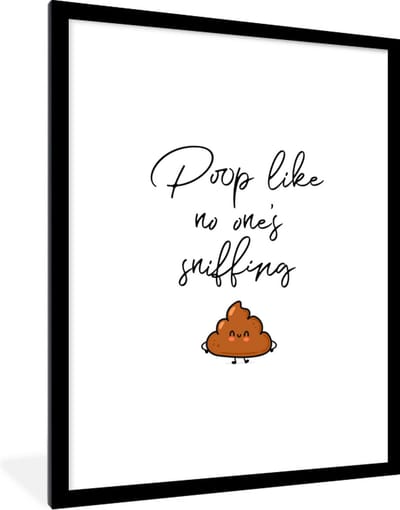 Fotolijst incl. Poster - Spreuken - Quotes - Poop like no one's sniffing - Drol - 60x80 cm - Posterlijst