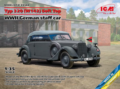 ICM Modelbouwpakket Auto - 35542 Mercedes-Benz Typ 320 (W142) Soft Top - WWII German staff car Plastic - 1:35 - Modelbouw
