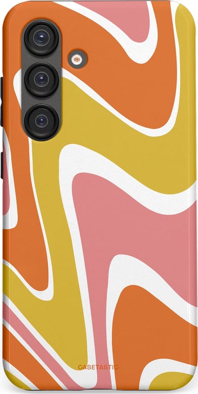Casetastic hoesje geschikt voor Samsung Galaxy S25 - Dubbellaagse bescherming - Retro rave - Fashion Case - Goud Terracotta Koraal Wit