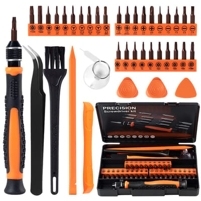 Precisie Reparatieset - 40 Delig - S2 Stalen Bits - Magnetische Handgreep Met Vergrendeling - Voor Telefoon/Laptop/Bril/Horloge - Met Zuignap + Wrikkerts + Pincet - Voor DIY/Reparatie/Tech - Zilver + Zwart - Draagbaar/Opbergdoos - 40 Delen