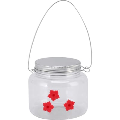 Hangende Vogelvoeder 475ml Uniek Rood Bloemen Design 3 Voederpoorten Brede Opening Gemakkelijk Vullen Vogel gray